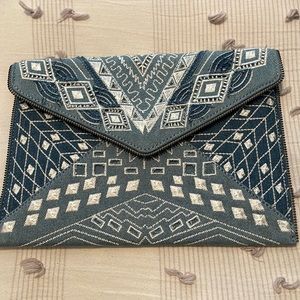 NWT jean embroidered clutch by Rebecca Minkoff